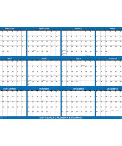 24" x 36" SwiftGlimpse 2024 Wall Calendar Erasable Large Wet & Dry Erase Laminated 12 Month Annual Yearly Wall Planner, Reversible, Horizontal/Vertical, Navy 9 81cxVUYRGFL