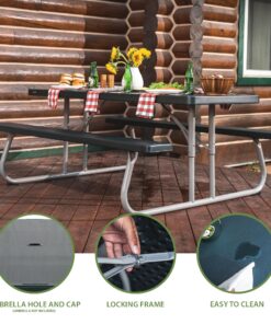 Lifetime 22123 Folding Picnic Table, 6 Feet, Hunter Green 23 81cyFo8xhEL