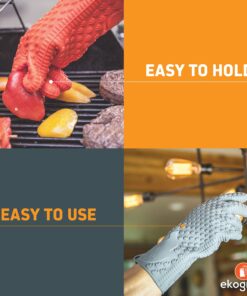 Jolly Green Products Ekogrips Premium Heat-Resistant BBQ Gloves for Cooking and Meat Handling, Kitchen Oven Gloves, Fireplace Accessory, Campfire Gloves, BBQ Mitt, Dishwashing Gloves (Orange, L/XL) Orange 27 81czDAD3hKL 1