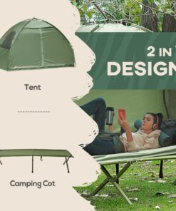 Outsunny Camping Tent Cot, Single Person Folding Cot Combo, Off-Ground Tent, Covered Outdoor Bed with Carry Bag for Hiking, Camping 25 81czQKCFjL