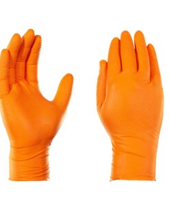 Alternative view of GLOVEWORKS HD Orange Nitrile Disposable Gloves, 8 Mil, Latex and Powder Free, Industrial, Food Safe, Raised Diamond Texture, X-Large, Case of 1000 X-Large (Pack of 1000)