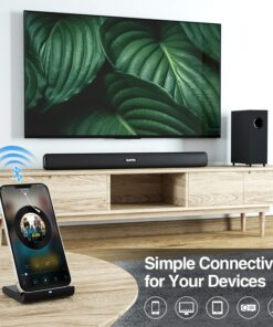 RIOWOIS Sound Bar, Sound Bars for TV, Soundbar, Surround Sound System Home Theater Audio with Wireless Bluetooth 5.0 for PC Gaming, AUX/Opt/Coax Connection, Remote Control Wall Mountable with Subwoofer 12 81d U GUVOL