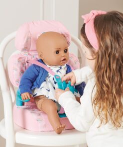 Casdon Baby Huggles Toys - Pink Booster Seat - Car Seat For Dolls with Adjustable Headrest & Buckles - Fits Dolls Sizes Up to 14" - Suitable for Preschool Toys - Playset for Children Aged 3+ 26 81d g4tojTL