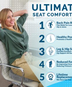 ComfiLife Gel Enhanced Seat Cushion – Office Chair Cushion – Non-Slip Gel & Memory Foam Coccyx Cushion for Tailbone Pain - Desk Chair Car Seat Cushion Driving - Sciatica & Back Pain Relief (Gray) Gray 21 81d0XUHbS6L
