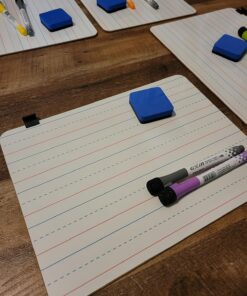 6 Pack Dry Erase Boards, 9"x12" Double Sided Small Whiteboards with Lines for Kids, Students, Education Teacher Classroom, Mini Portable Drawing Learning Lapboards with 7 Colors Pens, 6 Erasers 6 Pack Plain/Lined 31 81d0h5slYL