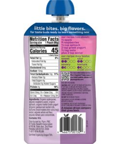 Plum Organics Stage 2 Organic Baby Food - Apple, Raspberry, Spinach, and Greek Yogurt - 3.5 oz Pouch (Pack of 12) - Organic Fruit and Vegetable Baby Food Pouch Apple, Raspberry, Spinach & Greek Yogurt 10 81d13oclheL