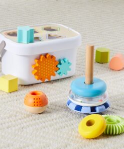 Amazon Basics Wooden Shape Sorter and Rainbow Stacker, Classic Sorting Toy for Babies, Toddlers, Children Age 12+ Months, Multicolor 43 81d1ZGI6YlL