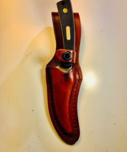 Old Timer 152OT Sharpfinger 7.1in S.S. Full Tang Knife with 3.3in Clip Point Skinner Fixed Blade, Black Sawcut Handle, and Leather Belt Sheath for Hunting, Camping, Skinning, EDC, and Outdoors 62 81d2MPwhQSL