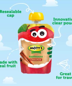 Mott's Cinnamon Applesauce, 3.2 oz clear pouches, 24 Count (6 Packs of 4) 3.2 Fl Oz (Pack of 24) 16 81d2NnC7xPL
