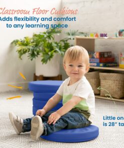 ECR4Kids SoftZone Floor Cushions, Round, Flexible Seating, Blue, 6-Piece 14 81d2vVLa3qL