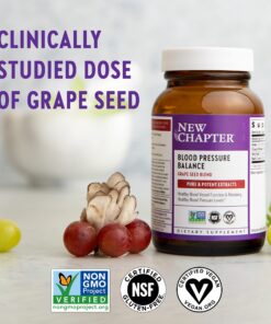 New Chapter Blood Pressure Supplement - Blood Pressure Take Care with Organic, Vegan Grapeseed + Black Currant + Non-GMO Ingredients for Blood Pressure Support - 60 Count 60 Count (Pack of 1) 10 81d3jSiKkhL
