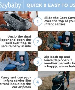 Cozy Cover Infant Car Seat Cover (Black Quilt) - The Industry Leading Infant Carrier Cover Trusted by Over 6 Million Moms Worldwide for Keeping Your Baby Cozy & Warm Black 15 81d46pRK4QL