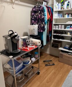 Seville Classics UltraDurable NSF Commercial Heavy Duty Metal Rolling Utility Cart, w/ Steel Shelves, Handle Bar for Restaurant, Garage, Warehouse, Kitchen, Office, Top Shelf (36"W x 18"D) Chrome Top Shelf (36"W x 18"D) 47 81d4FVGJBL