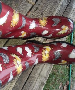 Sloggers Waterproof Garden Rain Boots for Women - Cute Mid-Calf Mud & Muck Boots with Premium Comfort Support Insole 8 Chickens Barn Red 31 81d4O48ZjPL