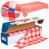 Red Gingham Plastic Tablecloth Roll With Cutter, 100' x 52" - Heavy Duty Party Table Cloth In Self Cutting Box - For Picnics, BBQs, and Birthday Parties - By Clearly Elegant Gingham Red 8 81d64Ob2xwL