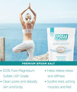 Epsoak Epsom Salt 5 lb Resealable Bulk Bag, Magnesium Sulfate USP. Unscented, Made in The USA, Cruelty-Free Certified 5 Pound (Pack of 1) 14 81d8t pxTwL