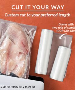 Nutri-Lock Vacuum Sealer Bags, Set of 2 8"x50' BPA-Free Rolls, Vac Seal for Sous Vide & Meal Prep, Commercial Grade Food Vac Bags 8"x50'(2-Roll) 23 81dAS5bZB5L