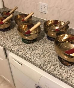 Chakra Healing Tibetan Singing Bowls Set of 7 pieces ~ Hand Hammered Himalayan Meditation Bowls ~ 5"-10" ~ included 7 Mallets, 7 cushions & 1 drum stick. Handmade in Nepal by Thamelmart 30 81dCgvSYBxL