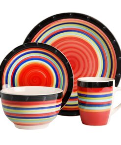 Gibson Home Casa Stella Dinnerware Set, Red, 16-piece 25 81dEu7MlvaL