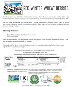 Hard Red Winter Wheat Berries | 5 LBS | Family Farmed in Washington State | Non-GMO Project Verified | 100% Non-Irradiated | Certified Kosher Parve | Field Traced | Burlap Bag 5 Pound (Pack of 1) 30 81dGCi3kCAL