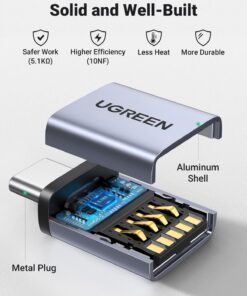 UGREEN USB to USB C 3.0 Adapter 2 Pack,USB C to USB Adapter USB C Male to USB Female Adapter Compatible with iPhone 15 Samsung S23 Ultra MacBook Pro 2023/ Air 2022 iPad Pro/Mini,Thunderbolt 4/3 Silve Silver 31 81dGLbZj9dL