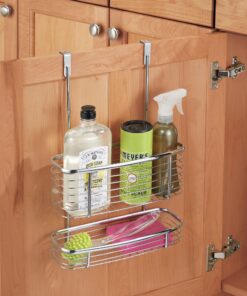 iDesign Axis Over the Cabinet 2-Tier Kitchen Storage Basket Organizer for Aluminum Foil, Sandwich Bags, Cleaning Supplies, Garbage Bags, Bath Supplies, Chrome 28 81dGyMOTdLL