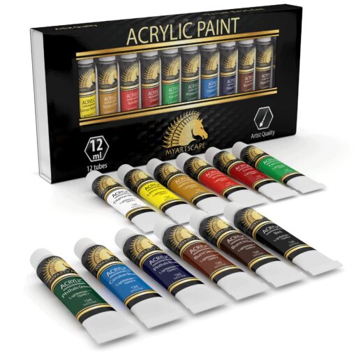 MyArtscape Acrylic Paint Set - 12 x 12ml Tubes - Lightfast - Heavy Body Set of 12 x 12ml