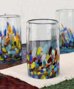 NOVICA Artisan Crafted Recycled Hand Blown Glass Water Glasses, Multicolor, 14 Oz, 'Confetti' (Set Of 6) 17 81dIv3XHc1L