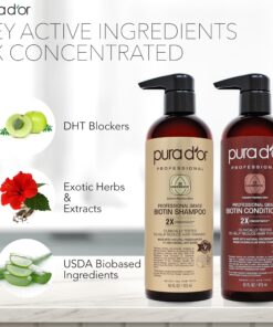PURA D'OR Professional Grade Biotin Anti-Hair Thinning Shampoo & Conditioner, CLINICALLY TESTED Proven Results, 2X Concentrated DHT Blocker Thickening Products For Women & Men, Sulfate Free, 16oz x 2 20 81dJ2v0tKAL