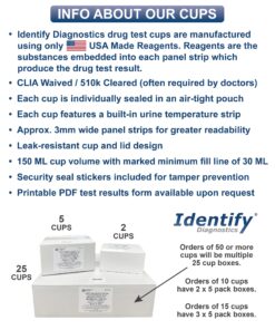 5 Pack Identify Diagnostics 12 Panel Drug Test Cup with BUP - Testing Instantly for 12 Different Drugs THC50, COC, OXY, MDMA, BUP, MOP, AMP, BAR, BZO, MET, MTD, PCP ID-CP12-BUP (5) 5 21 81dKh5TKZtL