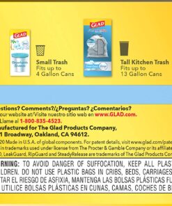 Glad ForceFlex Tall Kitchen Drawstring Trash Bags, 13 Gallon, Fresh Clean Febreze, 80 Count, Package May Vary 80 Count (Pack of 1) 37 81dL0OjTFeL