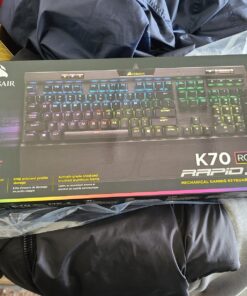 Corsair K70 RGB MK.2 Rapidfire Mechanical Gaming Keyboard - USB Passthrough & Media Controls - Fastest & Linear - Cherry MX Speed - RGB LED Backlit MX SPEED (Linear & Fast) Black 44 81dLGOEu3OL