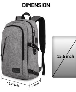 Mancro Laptop Backpack for Travel, Anti-theft Laptop Backpack for Men Business Backpack Work Daypack with USB Charging Port, Grey 15.6 inch 34 81dLc7okenL