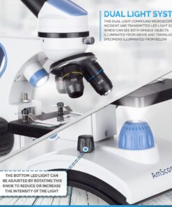 AmScope M162C-2L-PB10-WM-SP14-50P100S 40X-1000X Beginners Microscope Kit for Kids & Students w/Complete Science Accessory Kit + World of The Microscope Book 43 81dM56Kpw1S 1