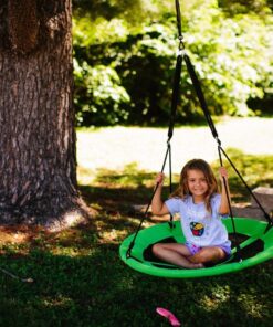 Swinging Monkey Products Giant 40" Saucer Tree Swing, 900D Oxford Fabric, Steel Frame, Simple Installation, Nest Swing (Green) 24 81dMS1a9sEL