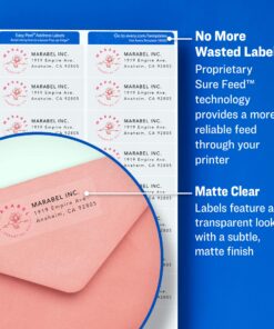 Alternative view of AVERY Matte Frosted Clear Address Labels for Inkjet Printers, 1" x 2-5/8", 300 Labels (18660)