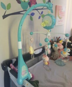 Mini Tudou Baby Musical Mobile Crib with Music and Lights, Timing Function, Projection, Take-Along Rattle and Music Box for Babies Boy Girl Toddler Sleep Blue 28 81dNBiCPZNL
