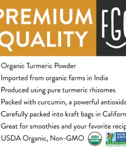 FGO Organic Turmeric Powder w/Curcumin, 100% Raw from India, 16oz, Packaging May Vary (Pack of 1) 1 Pound (Pack of 1) 22 81dTSbMvspL 1