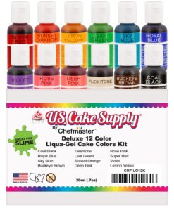 12 Color Food Coloring Liqua-Gel Decorating Kit – U.S. Art Supply Food Grade, 0.75 fl. oz. (20ml) Bottles, Non-Toxic Primary Popular Colors 20 81dTcGRZXfL
