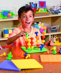 Fun Express Stack It Peg Game with Board - Toddler Activity - Occupational Therapy for Autism - 1 Board and 30 Pegs 9 81dTeJPbHhL