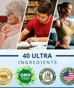 40-in-1 Brain Booster Supplement For Focus, Memory, Clarity, Energy | Advanced Vitamins Plus eBook | For Men & Women, Cognitive Function Nootropic Support with DMAE, Brain Health Formula | 60 Capsules 23 81dUotfTbnL