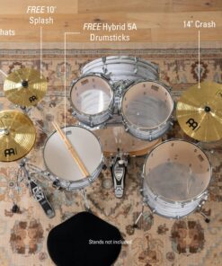 Alternative view of Meinl Cymbals HCS Cymbal Set Box Pack for Drums with 13" Hihats, 14" Crash, Plus Free 10" Splash, Sticks, Lessons — Made in Germany — Durable Brass, 2-Year Warranty, Traditional Finish (HCS1314