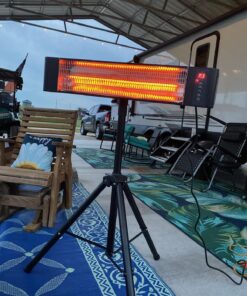 VAGKRI Outdoor Heaters, 1s Heating Electric Infrared Patio Heaters with Remote, 12H Timer, 3 Heat Levels, IP65 Waterproof, Electric Wall Heaters with Tripod Stand for Home, Office, Patio and Garage Black 42 81dVXe1g L