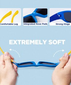 RIVBOS Kids Sunglasses with Strap Polarized UV Protection Flexible Rubber Shades for Boys Girls RBK003 003-1 Sky Blue 9 81dWSOBr0mL