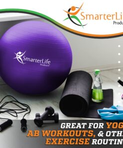Alternative view of SmarterLife Workout Exercise Ball for Fitness, Yoga, Balance, Stability, or Birthing, Great as Yoga Ball Chair for Office or Exercise Gym Equipment for Home, Premium Non-Slip Design Purple 65 cm