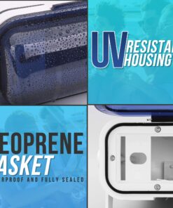 Pyle Durable Universal Marine Stereo Cover - Water Resistant Boat Radio Protector Shield with Flip-up Door & Neoprene Gasket - Compatible with Dual Shaft & DIN Style Stereos - Pyle PLMRCW3 9 81dYRXM2vSL