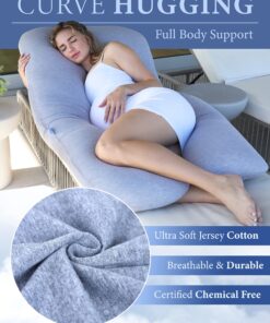 Alternative view of Pharmedoc Pregnancy Pillows, U-Shape Full Body Pillow – Jersey Cover Grey – Pregnancy Pillows for Sleeping – Body Pillows for Adults, Maternity Pillow and Pregnancy Must Haves U Grey