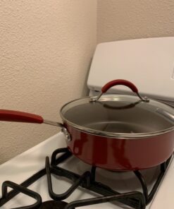 Rachael Ray Cucina Nonstick Cookware Pots and Pans Set, 12 Piece, Cranberry Red Cookware Set 46 81dZRDZxIwL