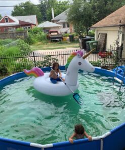 Jasonwell Big Inflatable Unicorn Pool Float Floatie Ride On with Fast Valves Large Rideable Blow Up Summer Beach Swimming Pool Party Lounge Raft Decorations Toys Kids Adults 3XL Rainbow 33 81dZlOpa9fL