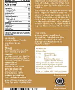 Healthworks Ginger Powder (16 Ounces / 1 Pound) | Ground | Raw | All-Natural & Certified Organic | Keto, Vegan | Great with Coffee, Tea & Juices | Superfood/Spice 16 Ounce (Pack of 1) 18 81dZpIF9iiL